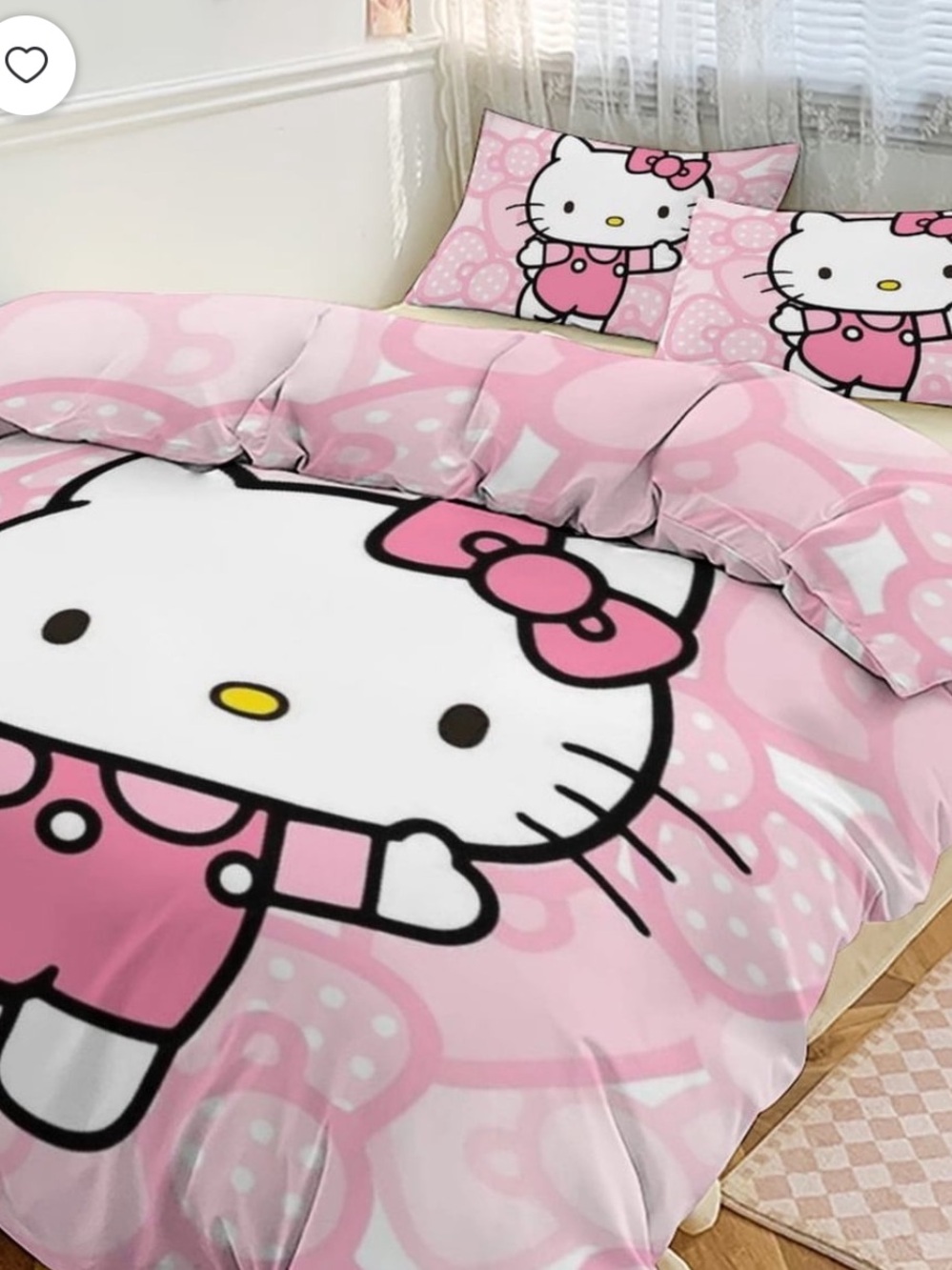 Hello Kitty Pink Cartoon Twin Duvet Set - 3 Piece Bed Bedding